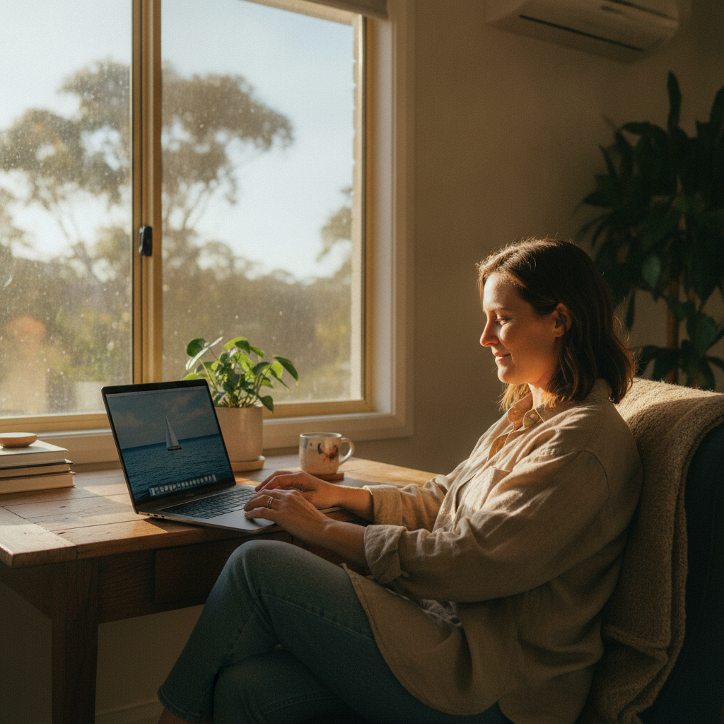 Professional computer clean-out in Tarraganda (2550) — a happy New South Wales resident at home with a spotless, fast, quiet machine