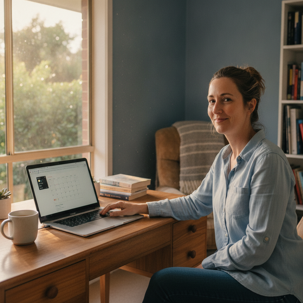 Professional computer clean-out in Taylors Beach (2316) — a happy New South Wales resident at home with a spotless, fast, quiet machine
