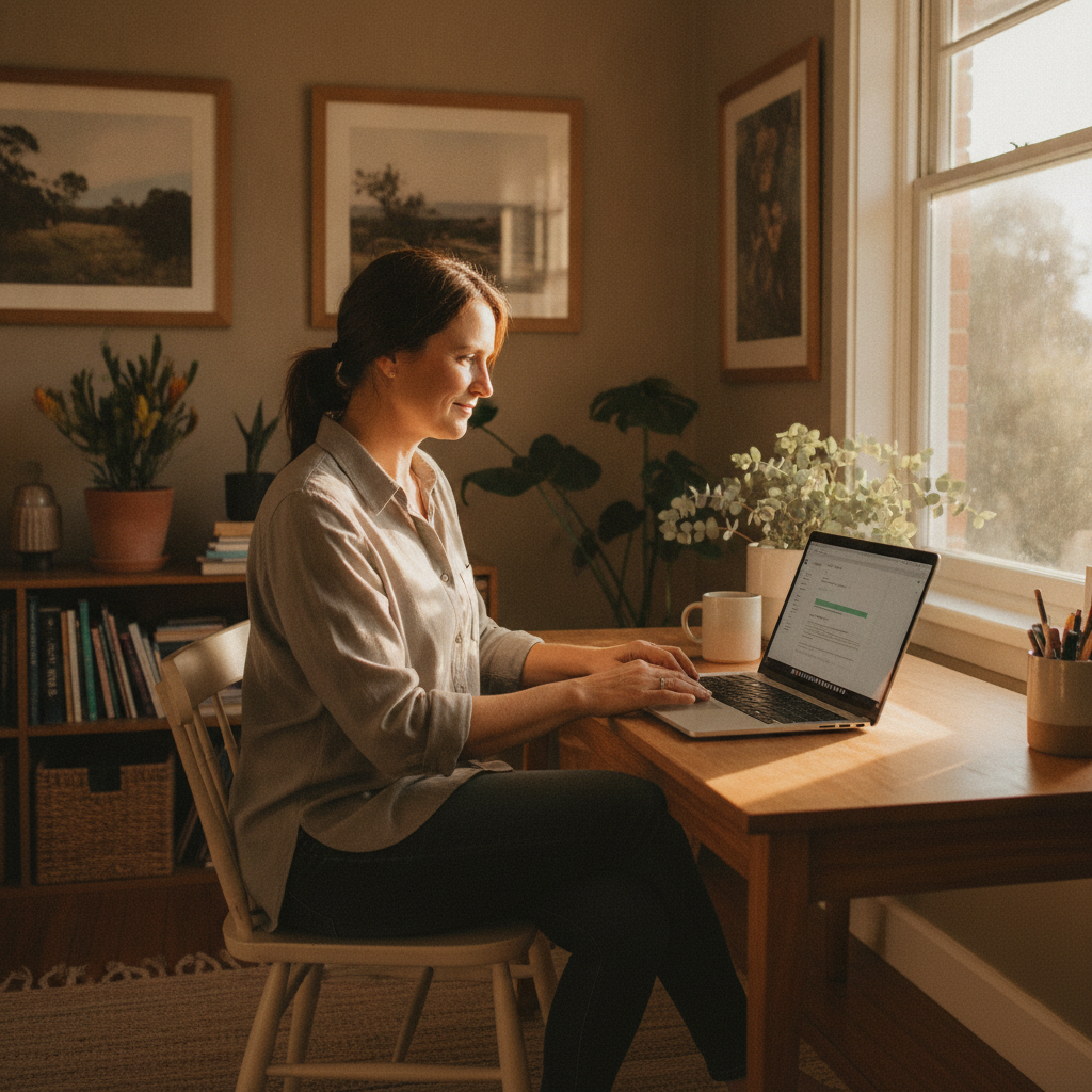 Professional computer clean-out in Tent Hill (2371) — a happy New South Wales resident at home with a spotless, fast, quiet machine