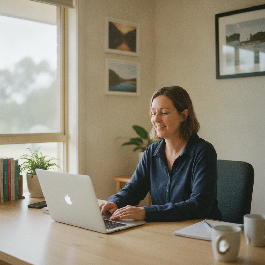 Professional computer clean-out in Thalgarrah (2350) — a happy New South Wales resident at home with a spotless, fast, quiet machine