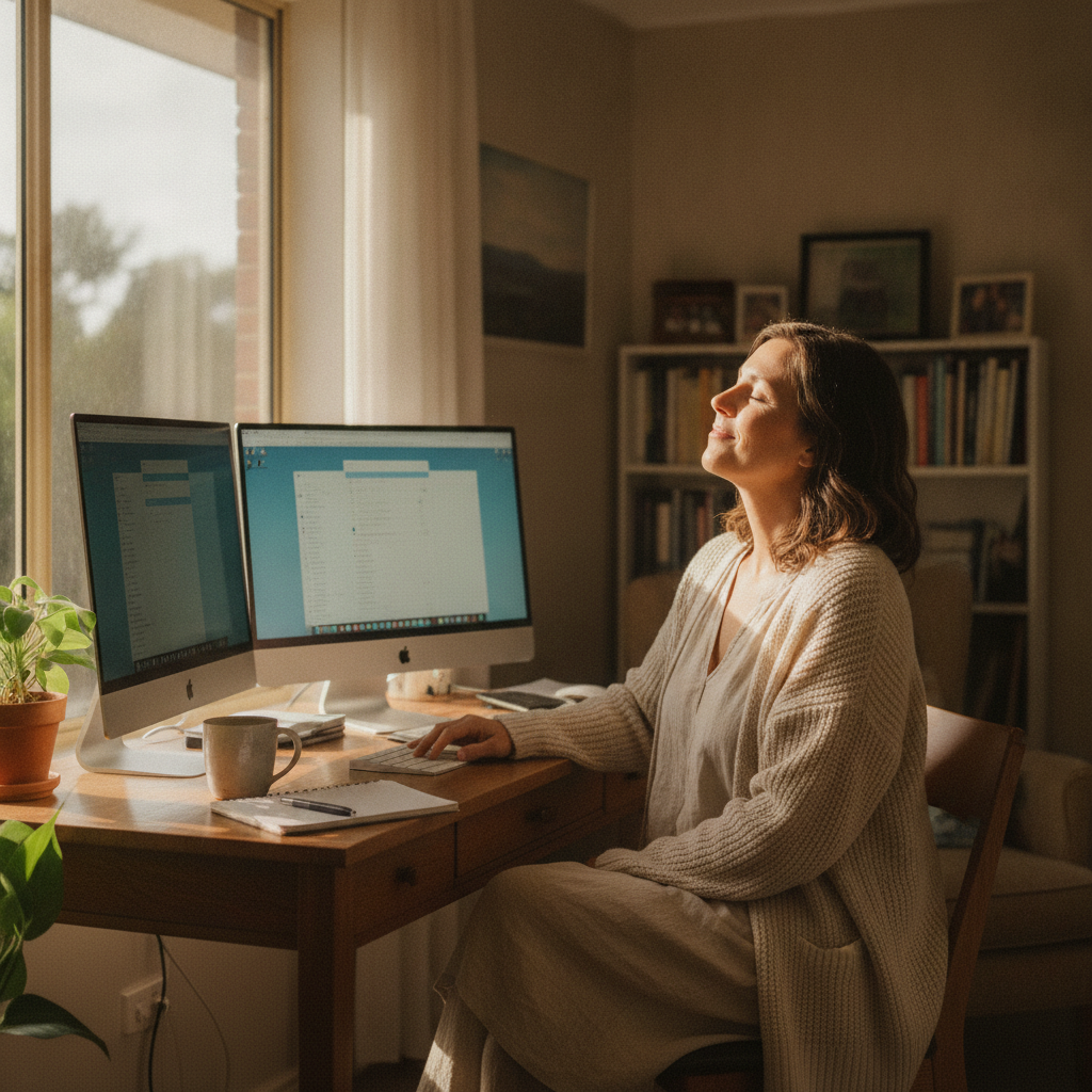 Professional computer clean-out in The Entrance (2261) — a happy New South Wales resident at home with a spotless, fast, quiet machine