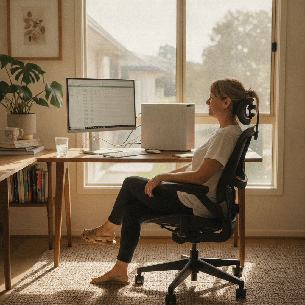 Professional computer clean-out in The Gap (4061) — a happy Queensland resident at home with a spotless, fast, quiet machine