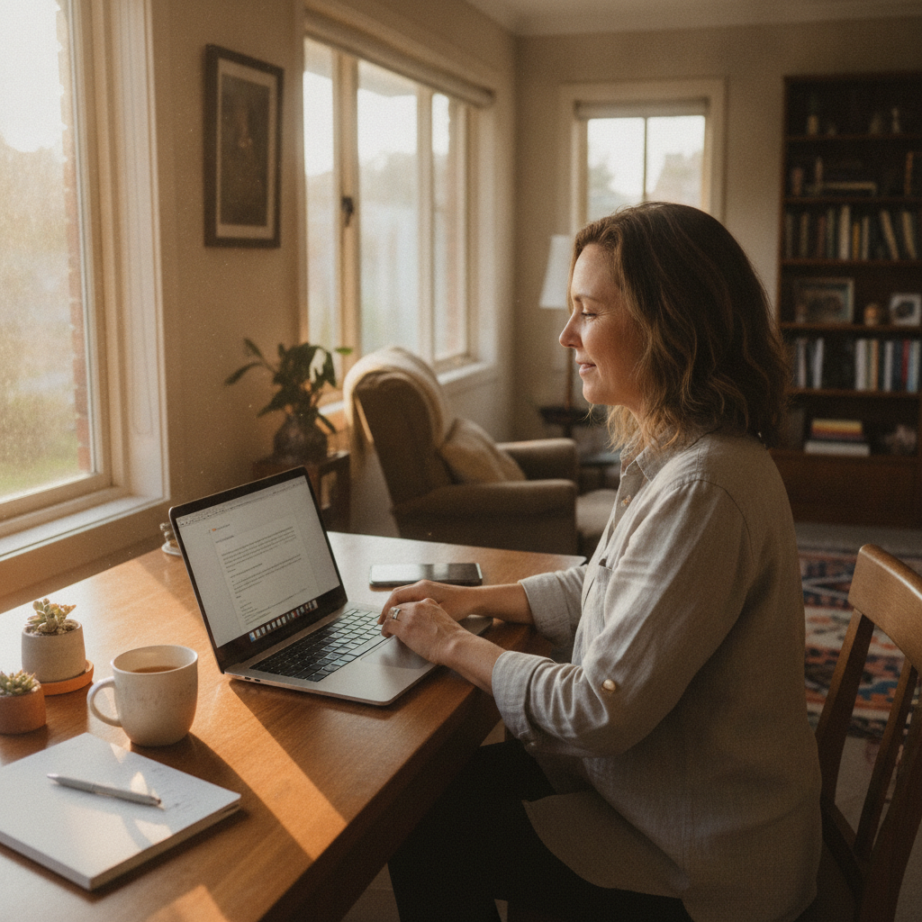 Professional computer clean-out in The Junction (2291) — a happy New South Wales resident at home with a spotless, fast, quiet machine