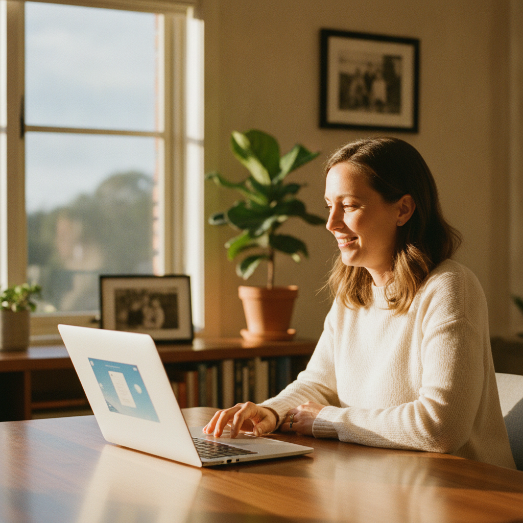 Professional computer clean-out in The Ridgeway (2620) — a happy New South Wales resident at home with a spotless, fast, quiet machine