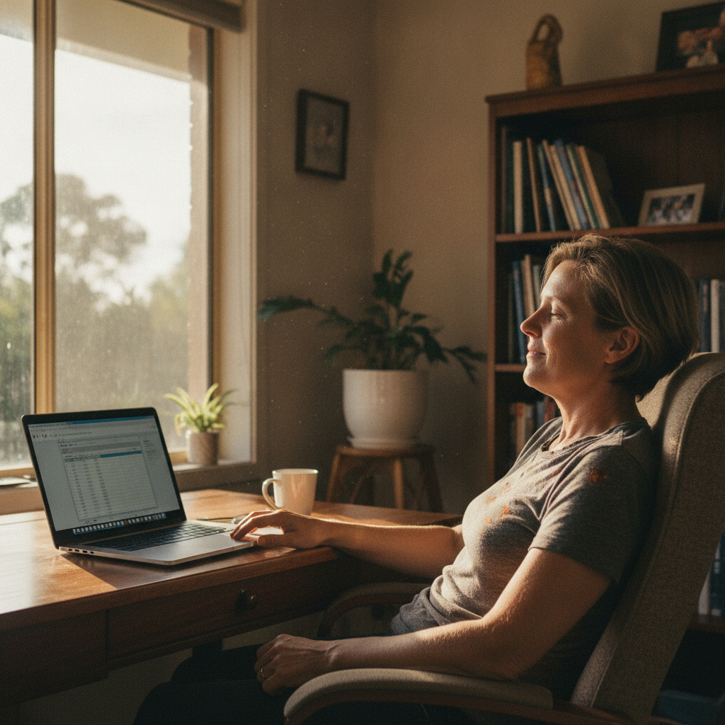 Professional computer clean-out in The Whiteman (2460) — a happy New South Wales resident at home with a spotless, fast, quiet machine