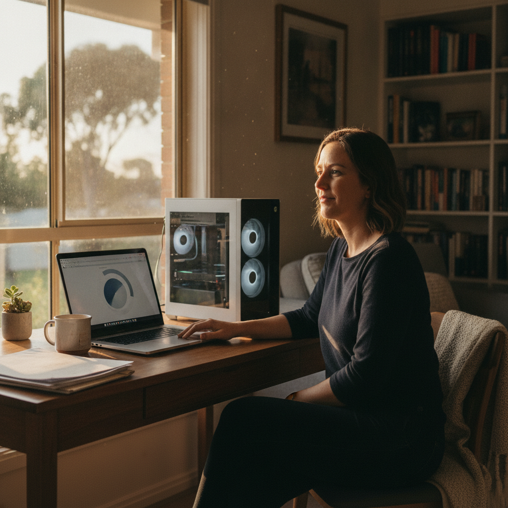 Computer cleaning in Thornlie (6108) — a local resident at home with a clean, fast, dust-free computer running cool and quiet