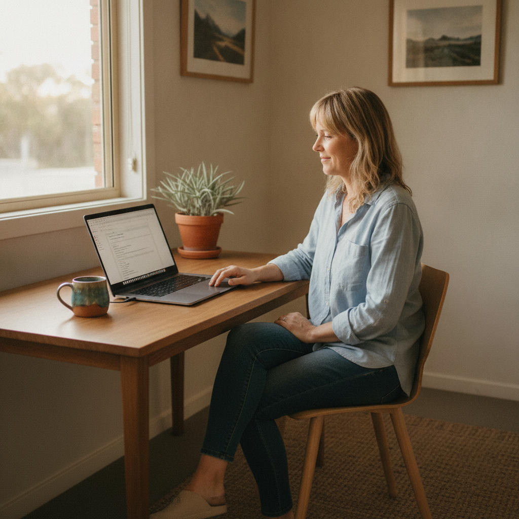 Professional computer clean-out in Tibbuc (2422) — a happy New South Wales resident at home with a spotless, fast, quiet machine