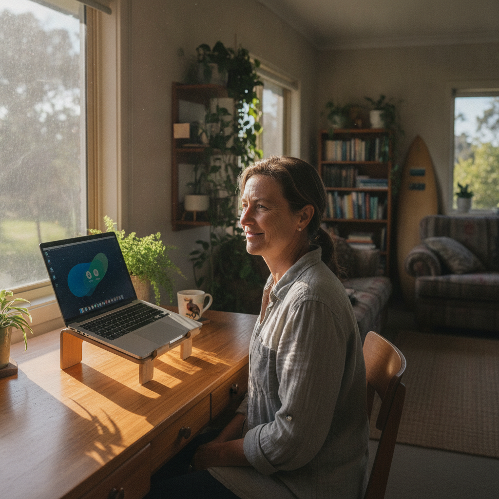 Professional computer clean-out in Tilba Tilba (2546) — a happy New South Wales resident at home with a spotless, fast, quiet machine