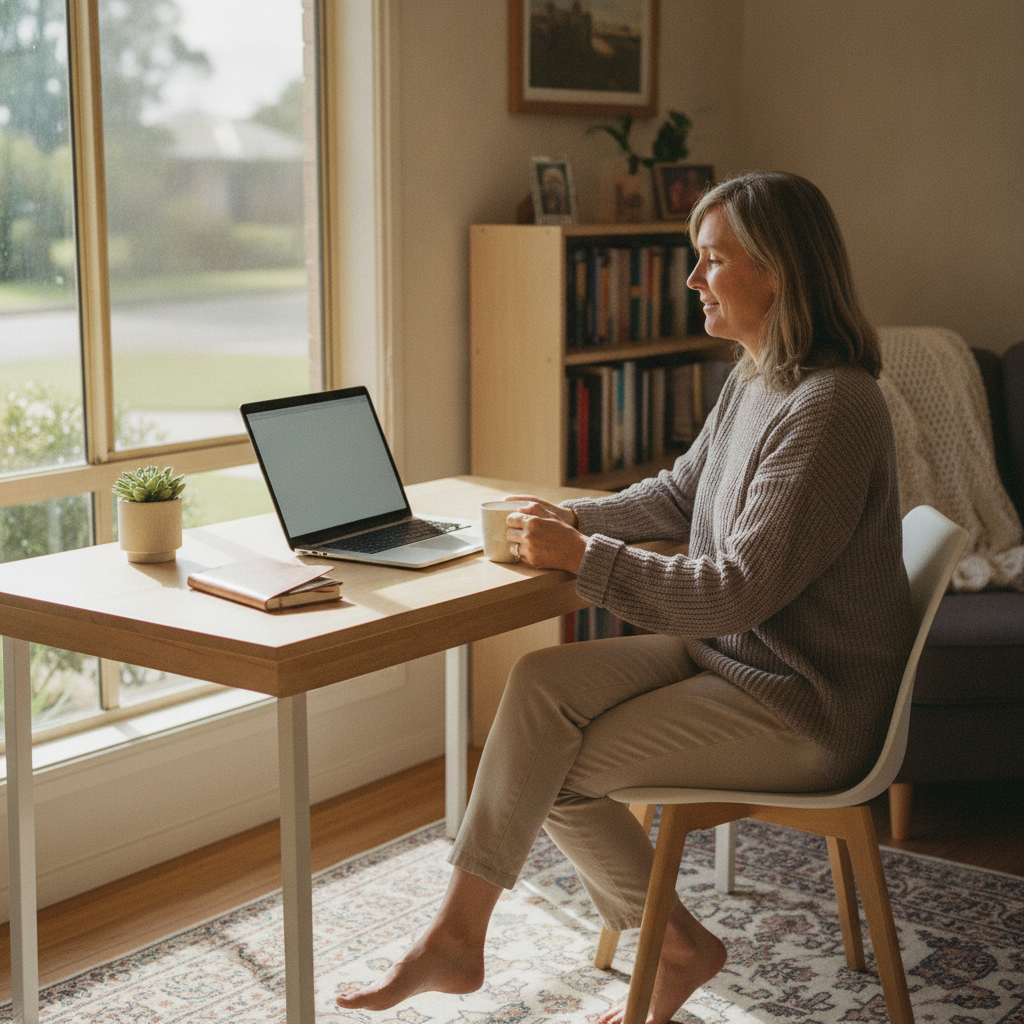 Professional computer clean-out in Tirrannaville (2580) — a happy New South Wales resident at home with a spotless, fast, quiet machine