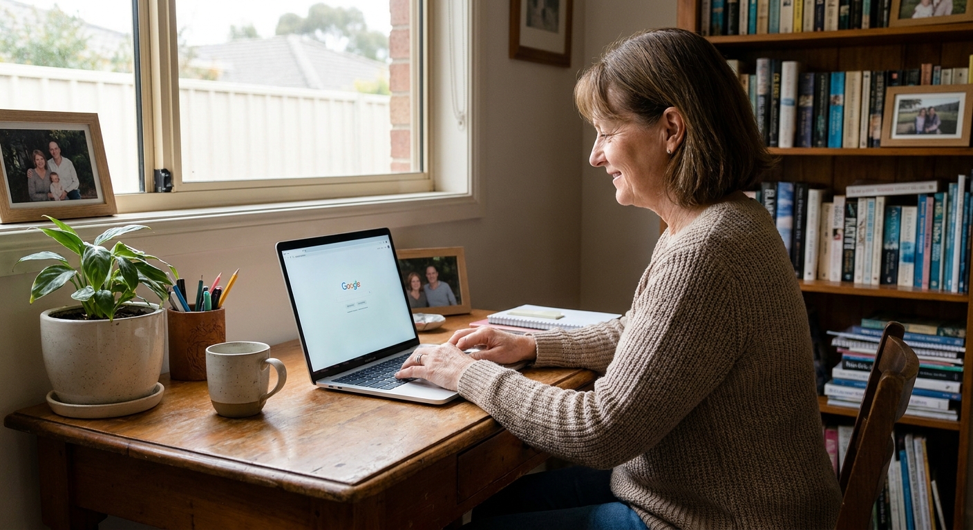 Professional computer clean-out in Tooradin (3980) — a happy Victoria resident at home with a spotless, fast, quiet machine