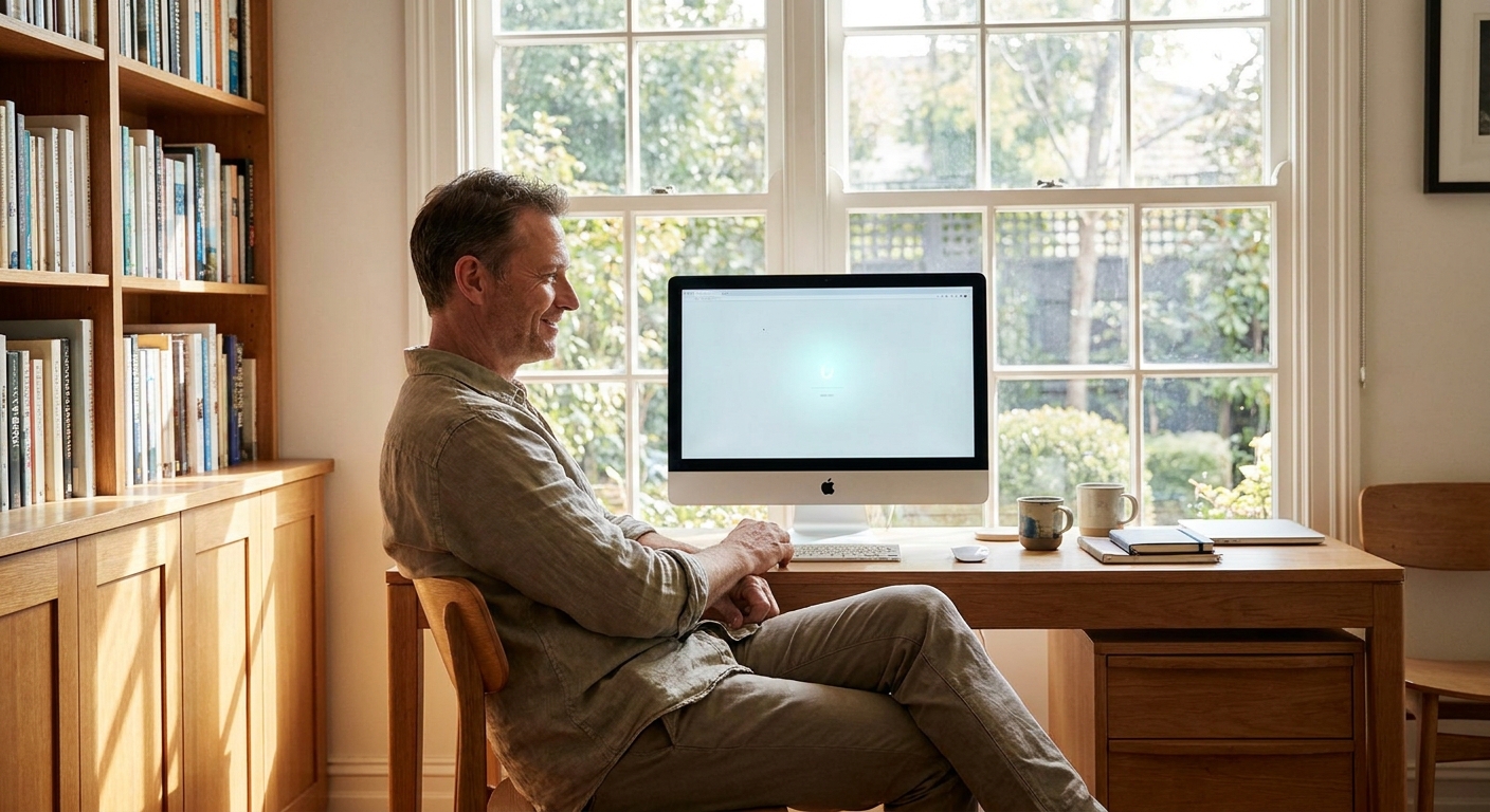 Professional computer clean-out in Toorak (3142) — a happy Victoria resident at home with a spotless, fast, quiet machine