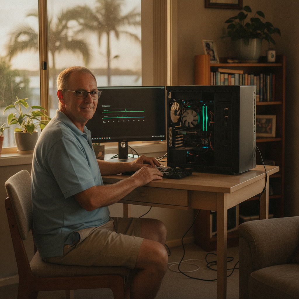 Computer cleaning in Toorbul (4510) — a local resident at home with a clean, fast, dust-free computer running cool and quiet