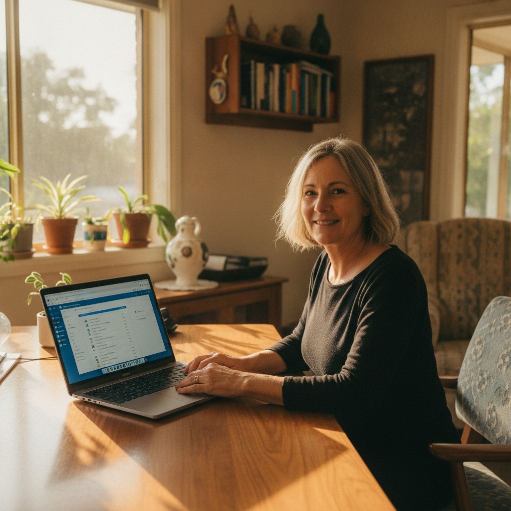 Professional computer clean-out in Tooyal (2701) — a happy New South Wales resident at home with a spotless, fast, quiet machine