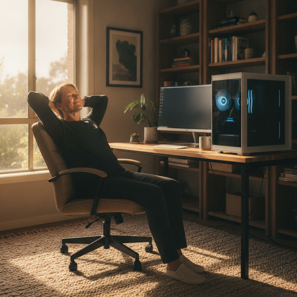 Professional computer clean-out in Torrens Park (5062) — a happy South Australia resident at home with a spotless, fast, quiet machine