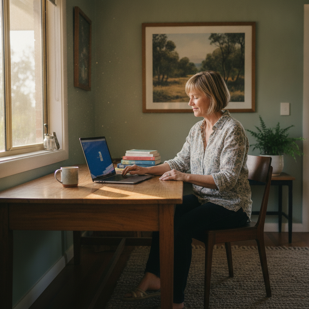 Professional computer clean-out in Touga (2622) — a happy New South Wales resident at home with a spotless, fast, quiet machine