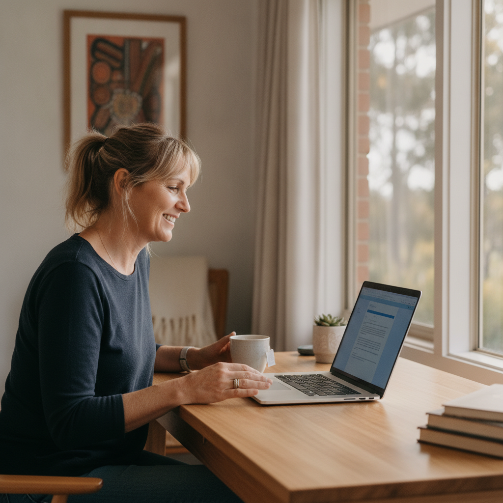 Computer cleaning in Tranmere (7018) — a local resident at home with a clean, fast, dust-free computer running cool and quiet