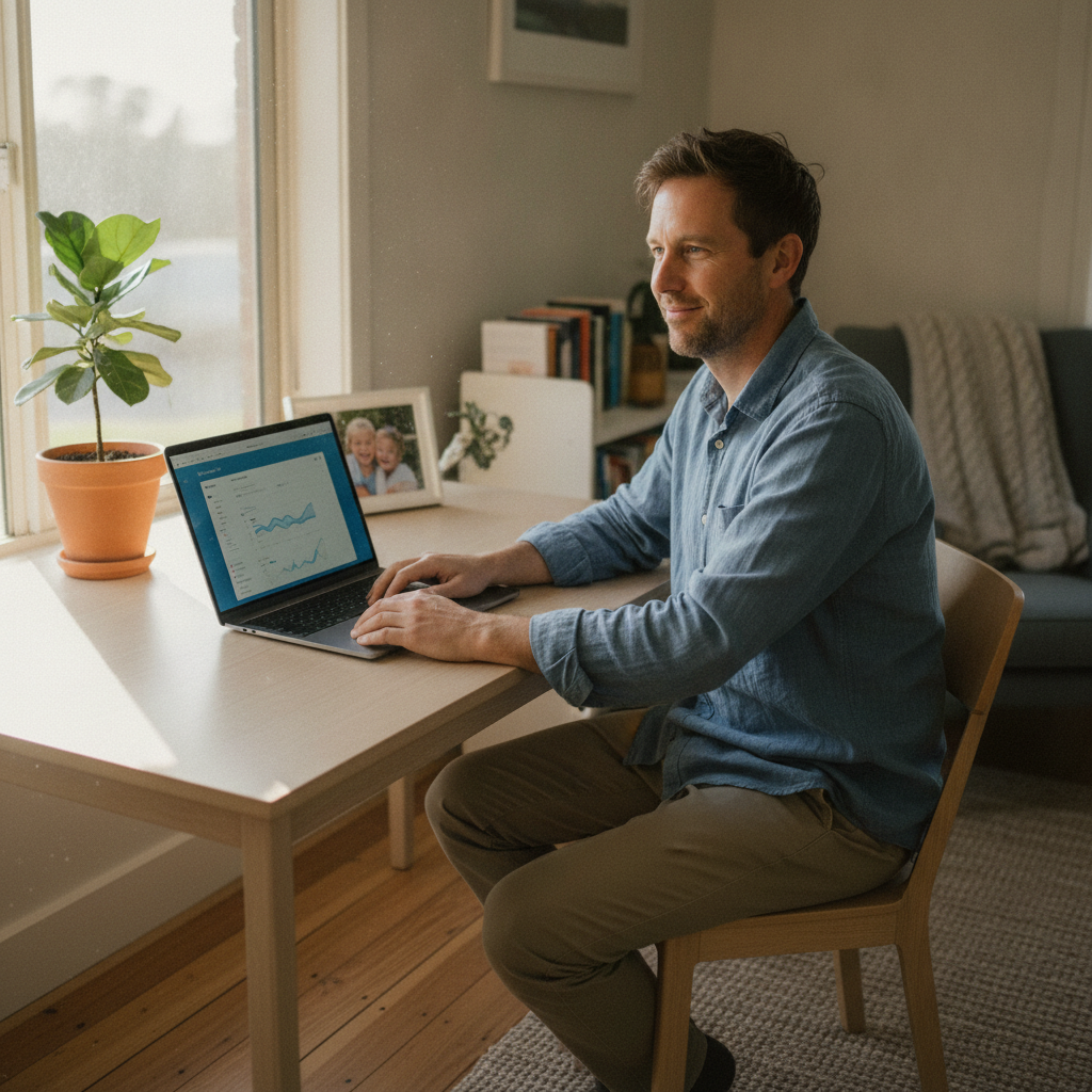 Professional computer clean-out in Traralgon South (3844) — a happy Victoria resident at home with a spotless, fast, quiet machine