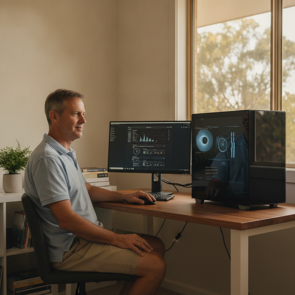 Computer cleaning in Tregeagle (2480) — a local resident at home with a clean, fast, dust-free computer running cool and quiet