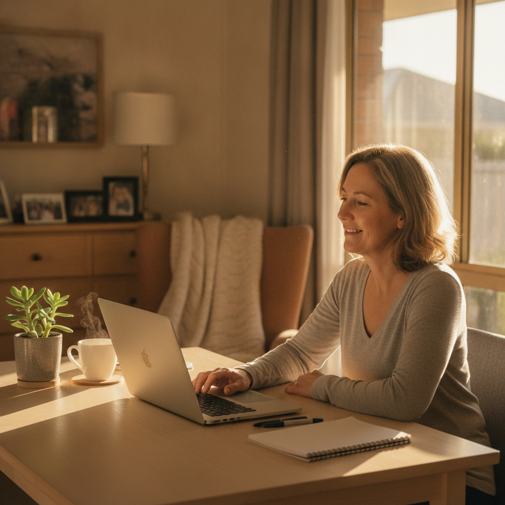 Professional computer clean-out in Trinity Gardens (5068) — a happy South Australia resident at home with a spotless, fast, quiet machine