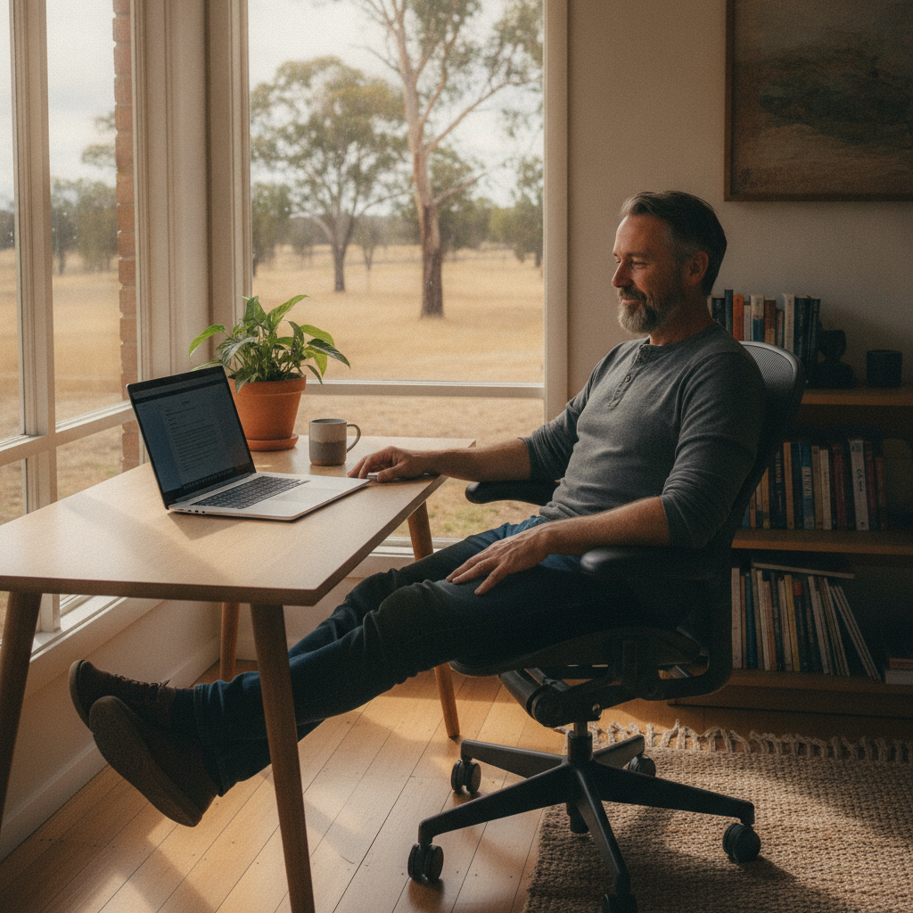 Professional computer clean-out in Trungley Hall (2666) — a happy New South Wales resident at home with a spotless, fast, quiet machine