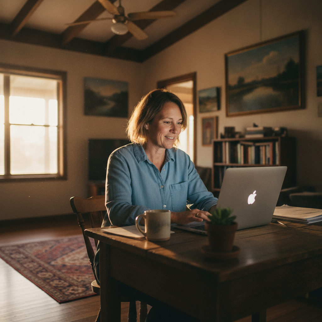 Professional computer clean-out in Trunkey Creek (2795) — a happy New South Wales resident at home with a spotless, fast, quiet machine