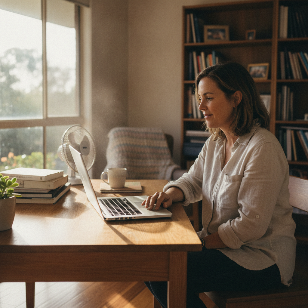 Professional computer clean-out in Tullymorgan (2463) — a happy New South Wales resident at home with a spotless, fast, quiet machine