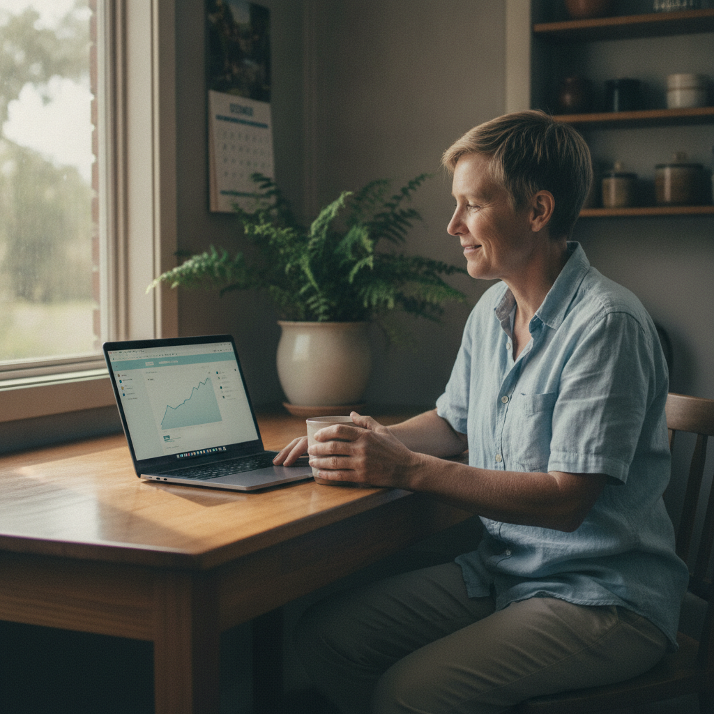 Professional computer clean-out in Turners Flat (2440) — a happy New South Wales resident at home with a spotless, fast, quiet machine