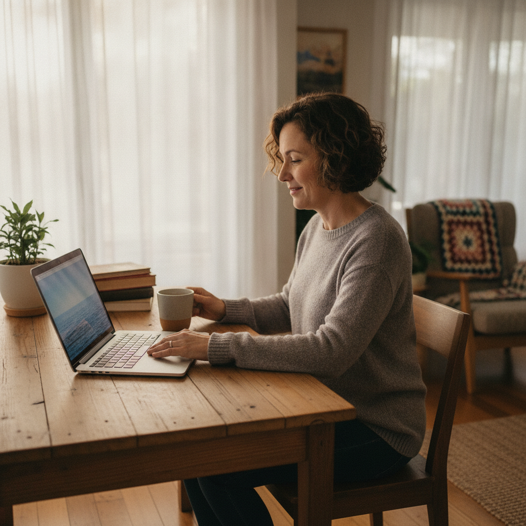 Professional computer clean-out in Turramurra (2074) — a happy New South Wales resident at home with a spotless, fast, quiet machine