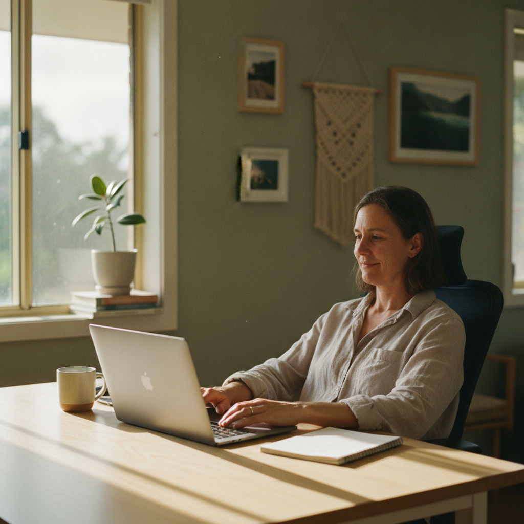 Professional computer clean-out in Twenty Forests (2795) — a happy New South Wales resident at home with a spotless, fast, quiet machine