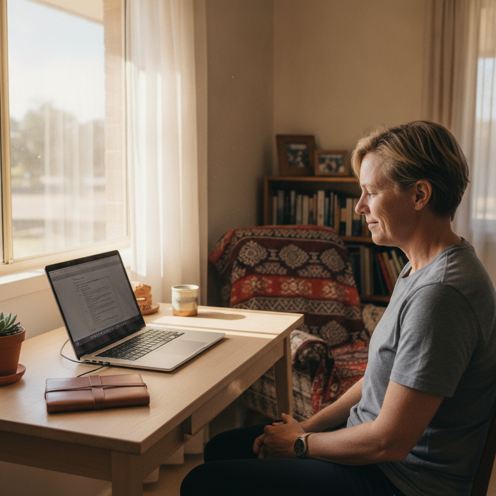 Professional computer clean-out in Two Rocks (6037) — a happy Western Australia resident at home with a spotless, fast, quiet machine