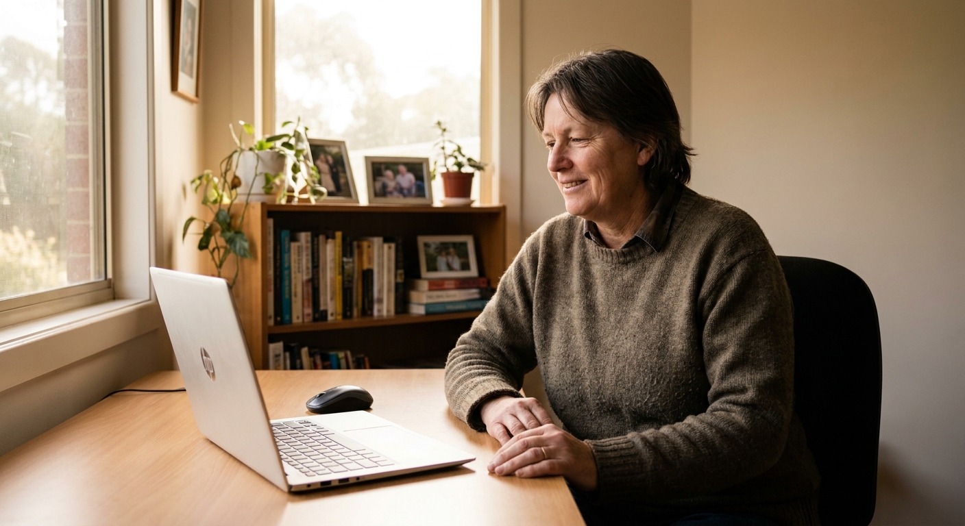Professional computer clean-out in Tyabb (3913) — a happy Victoria resident at home with a spotless, fast, quiet machine