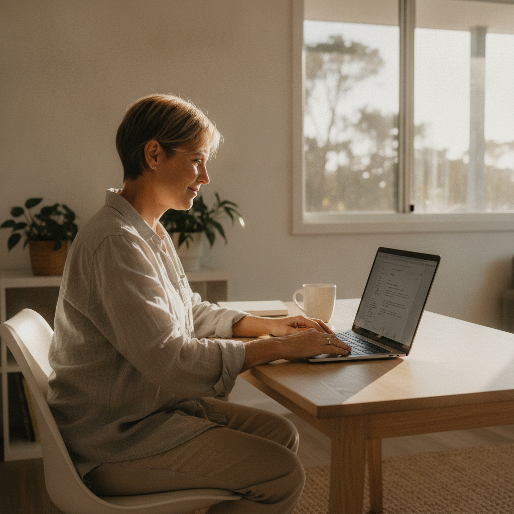 Professional computer clean-out in Ulladulla (2539) — a happy New South Wales resident at home with a spotless, fast, quiet machine