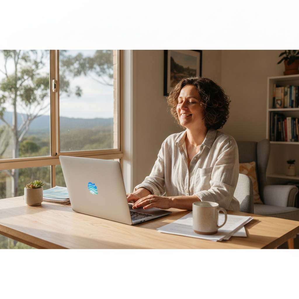 Professional computer clean-out in Upper Corindi (2456) — a happy New South Wales resident at home with a spotless, fast, quiet machine