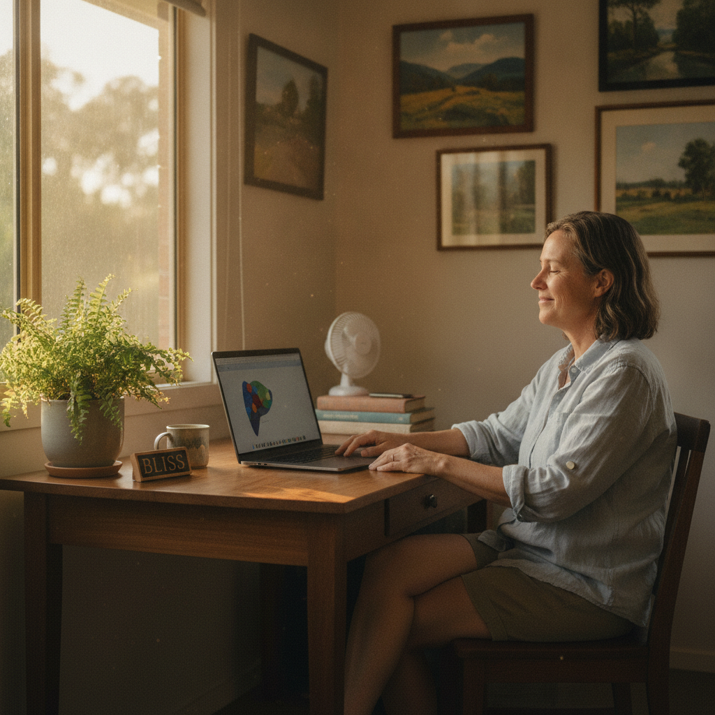 Professional computer clean-out in Upper Horseshoe Creek (2474) — a happy New South Wales resident at home with a spotless, fast, quiet machine