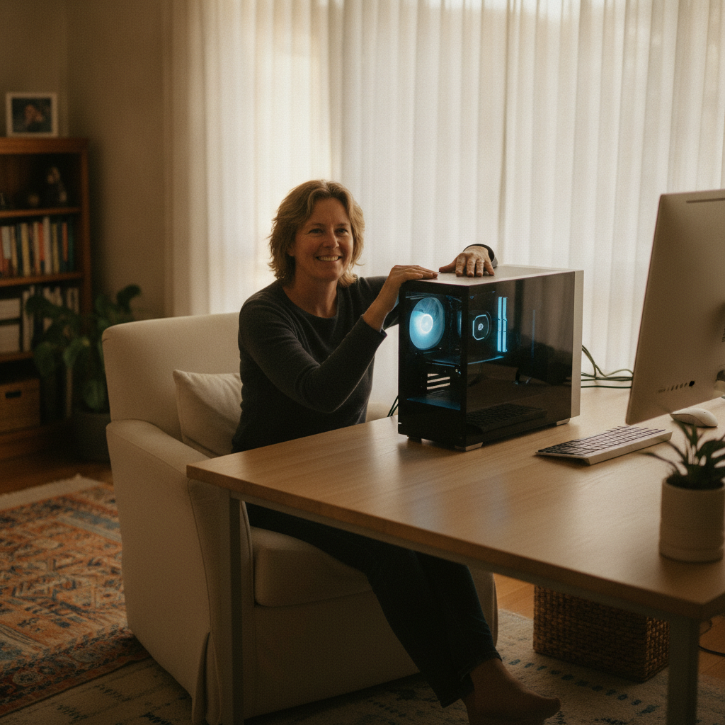 Professional computer clean-out in Vale Park (5081) — a happy South Australia resident at home with a spotless, fast, quiet machine