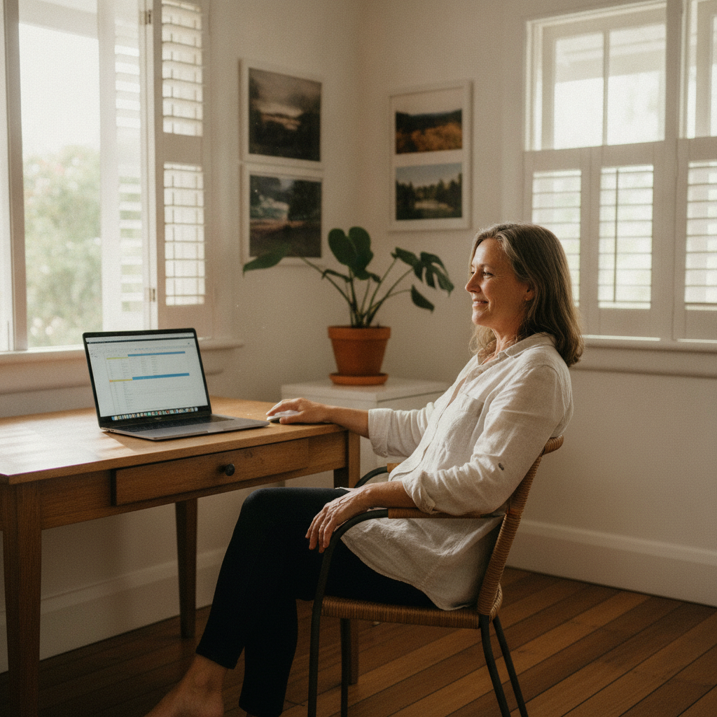 Professional computer clean-out in Wacol (4076) — a happy Queensland resident at home with a spotless, fast, quiet machine
