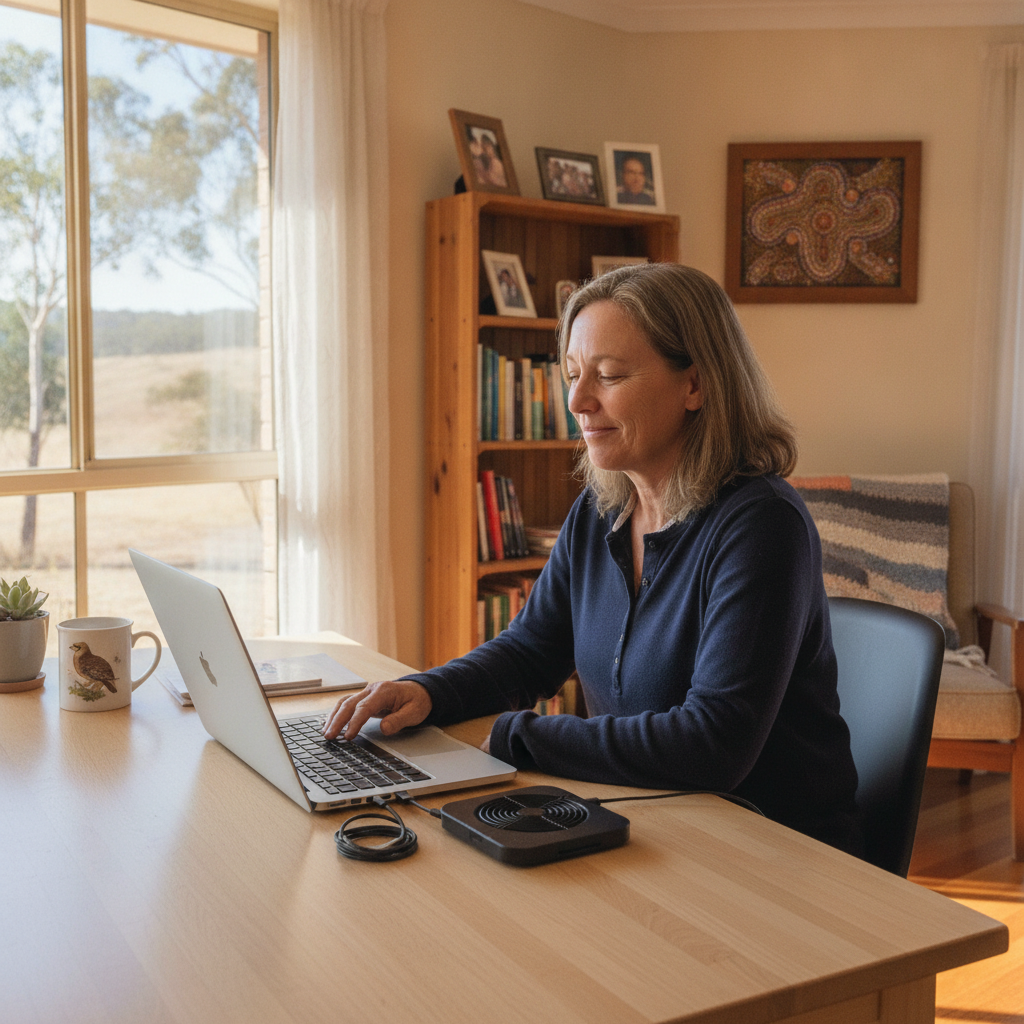 Professional computer clean-out in Wallaby Creek (2475) — a happy New South Wales resident at home with a spotless, fast, quiet machine
