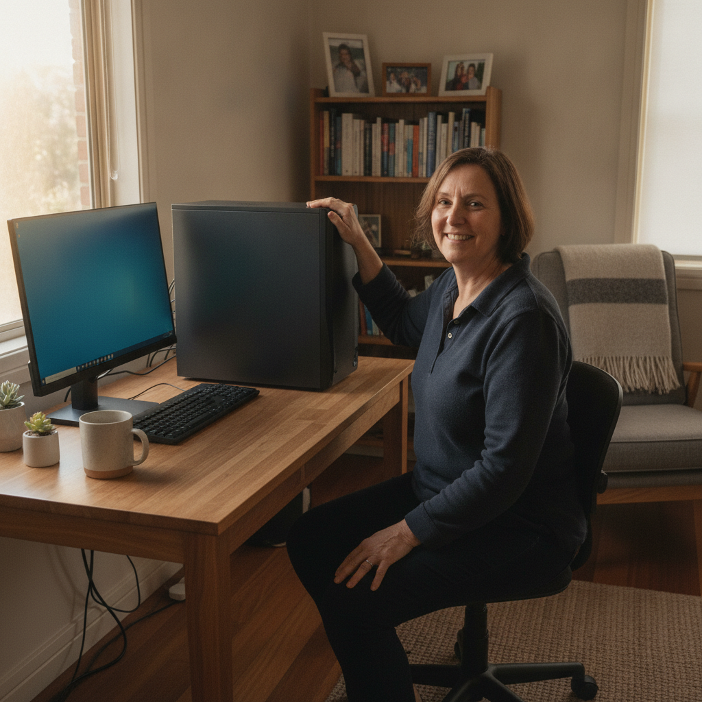 Computer cleaning in Wallalong (2320) — a local resident at home with a clean, fast, dust-free computer running cool and quiet