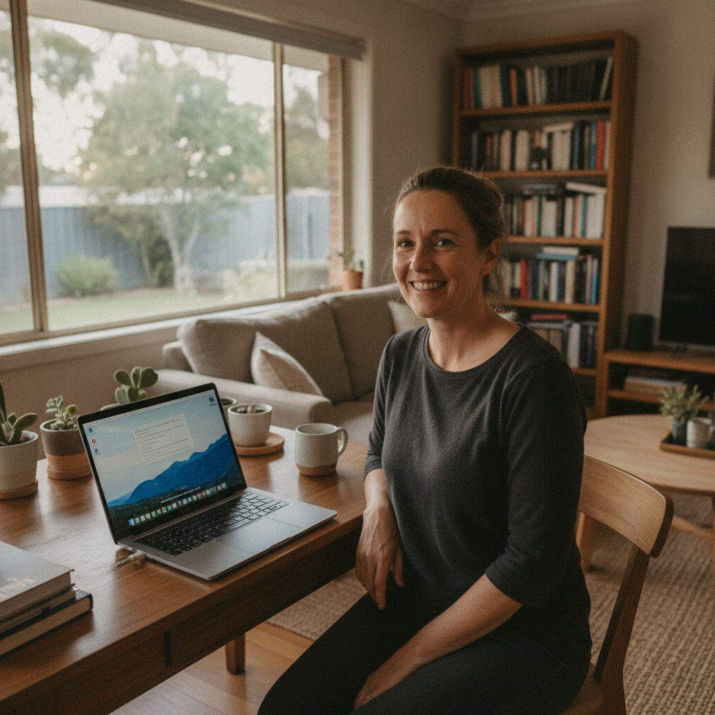 Professional computer clean-out in Wallerawang (2845) — a happy New South Wales resident at home with a spotless, fast, quiet machine