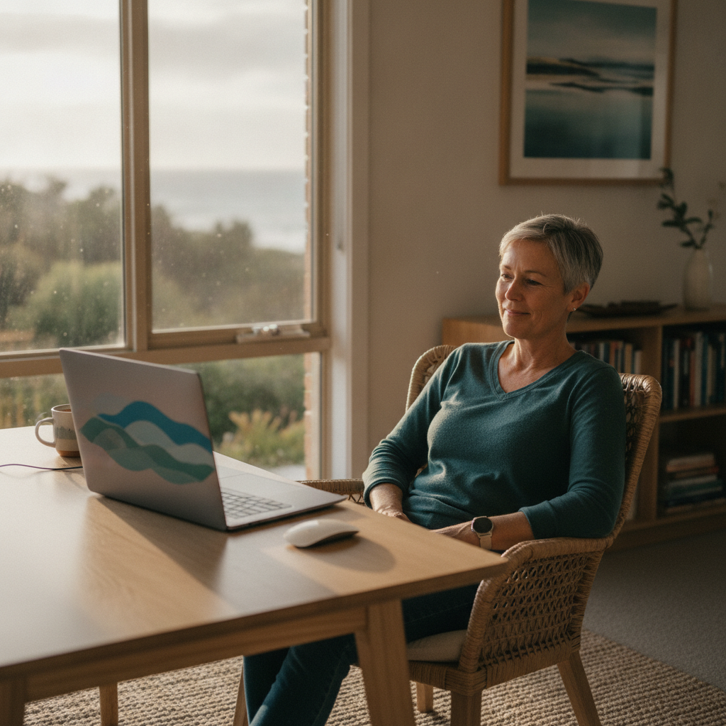 Professional computer clean-out in Wamberal (2260) — a happy New South Wales resident at home with a spotless, fast, quiet machine