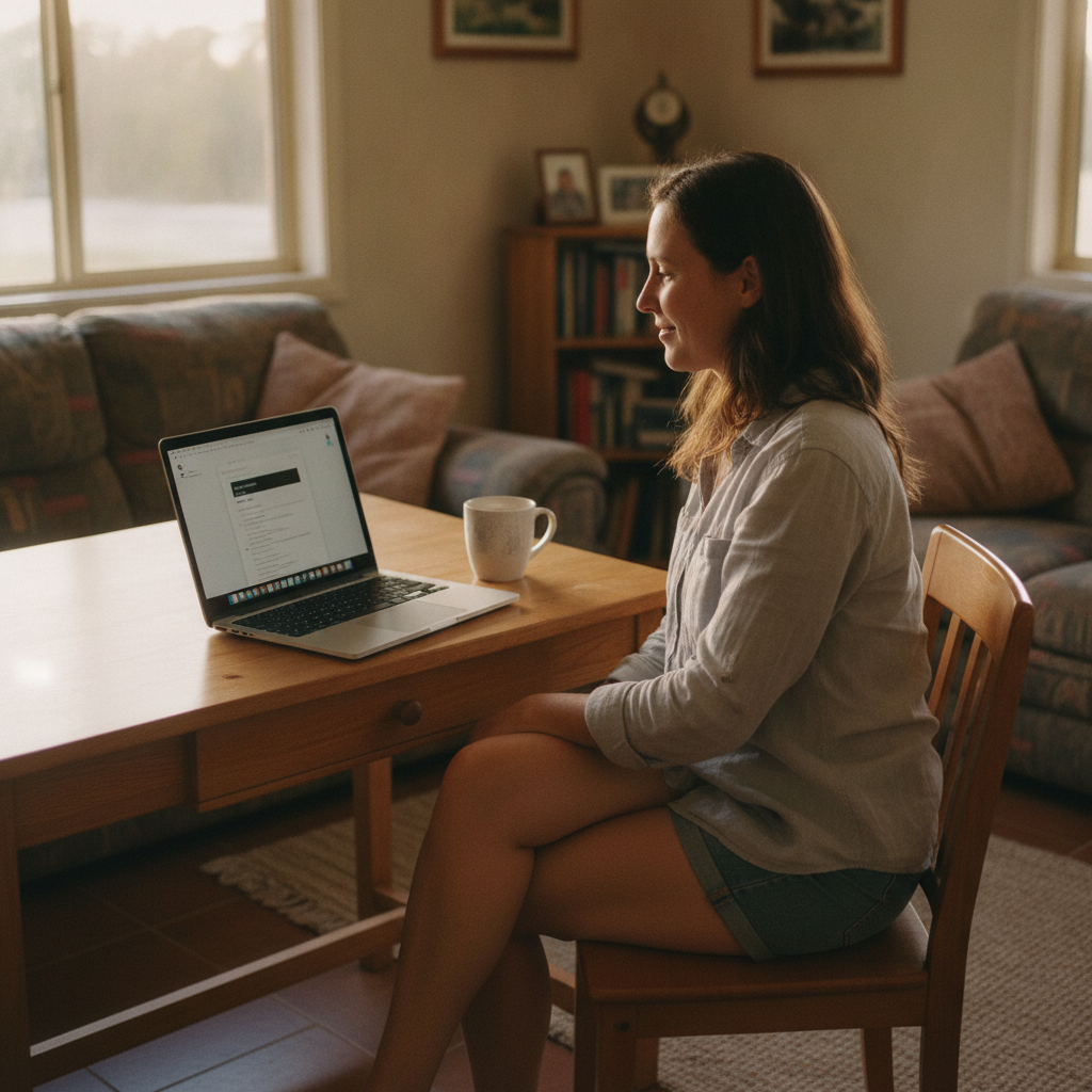 Professional computer clean-out in Wandook (2710) — a happy New South Wales resident at home with a spotless, fast, quiet machine