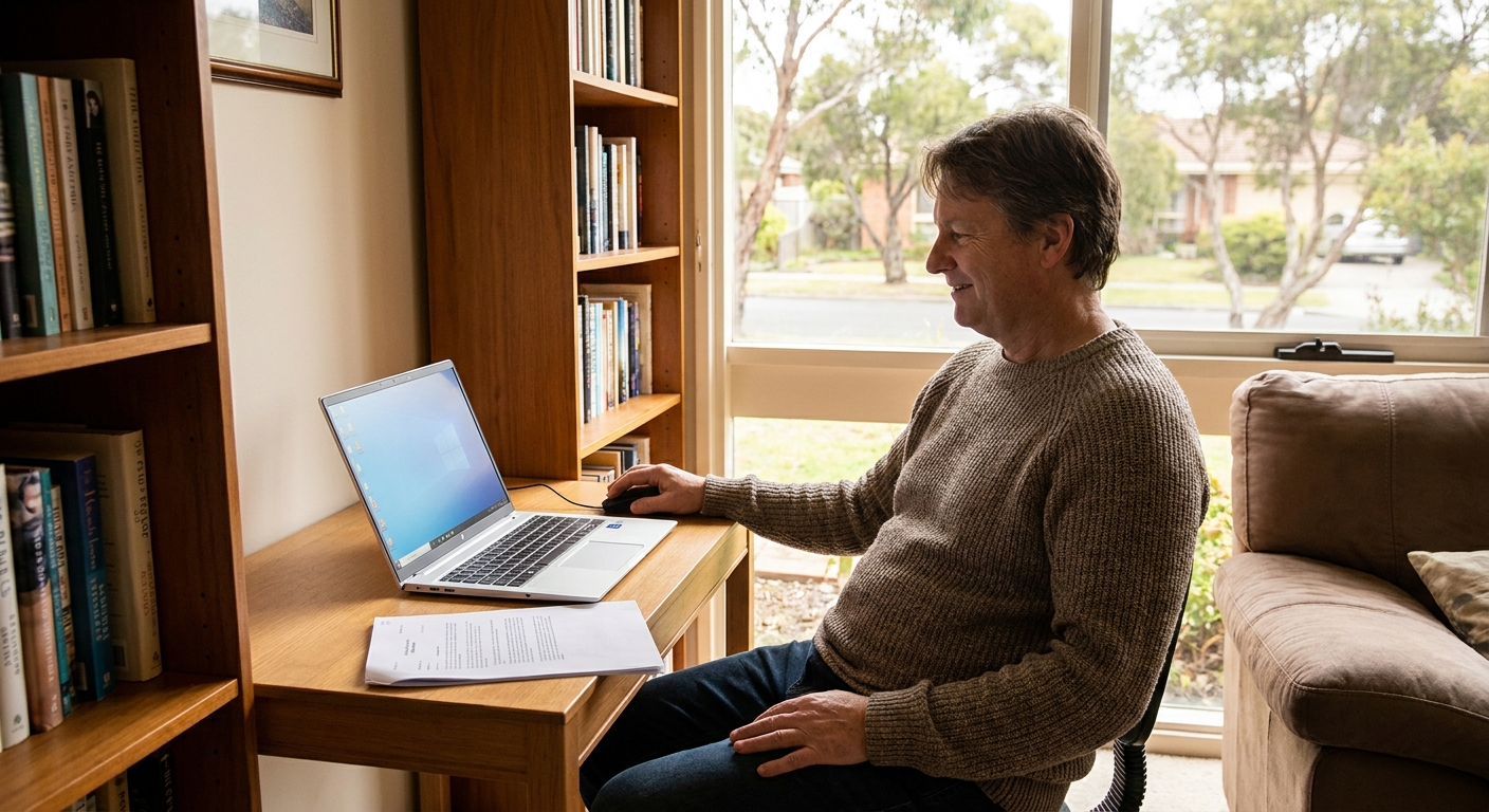 Professional computer clean-out in Wantirna (3152) — a happy Victoria resident at home with a spotless, fast, quiet machine