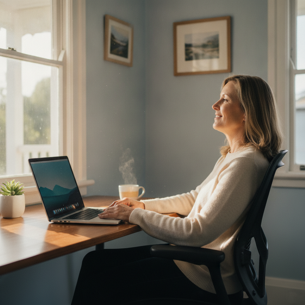 Professional computer clean-out in Warburn (2680) — a happy New South Wales resident at home with a spotless, fast, quiet machine