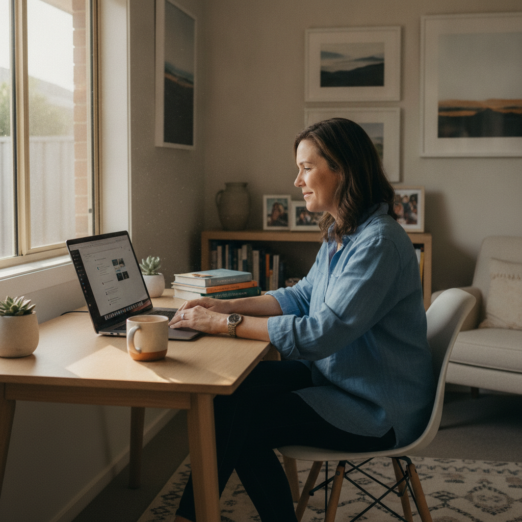 Professional computer clean-out in Warradale North (5046) — a happy South Australia resident at home with a spotless, fast, quiet machine