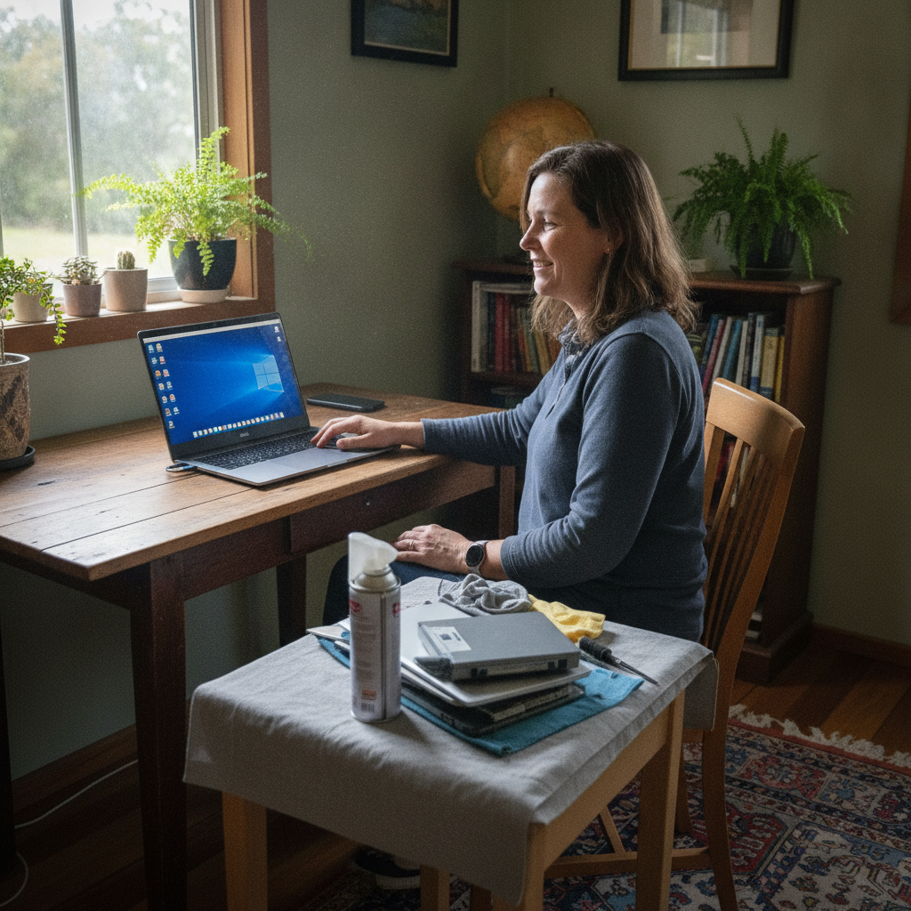 Computer cleaning in Warragai Creek (2460) — a local resident at home with a clean, fast, dust-free computer running cool and quiet