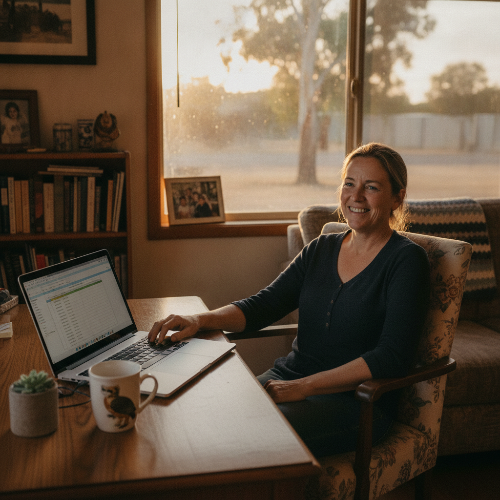 Professional computer clean-out in Warral (2340) — a happy New South Wales resident at home with a spotless, fast, quiet machine