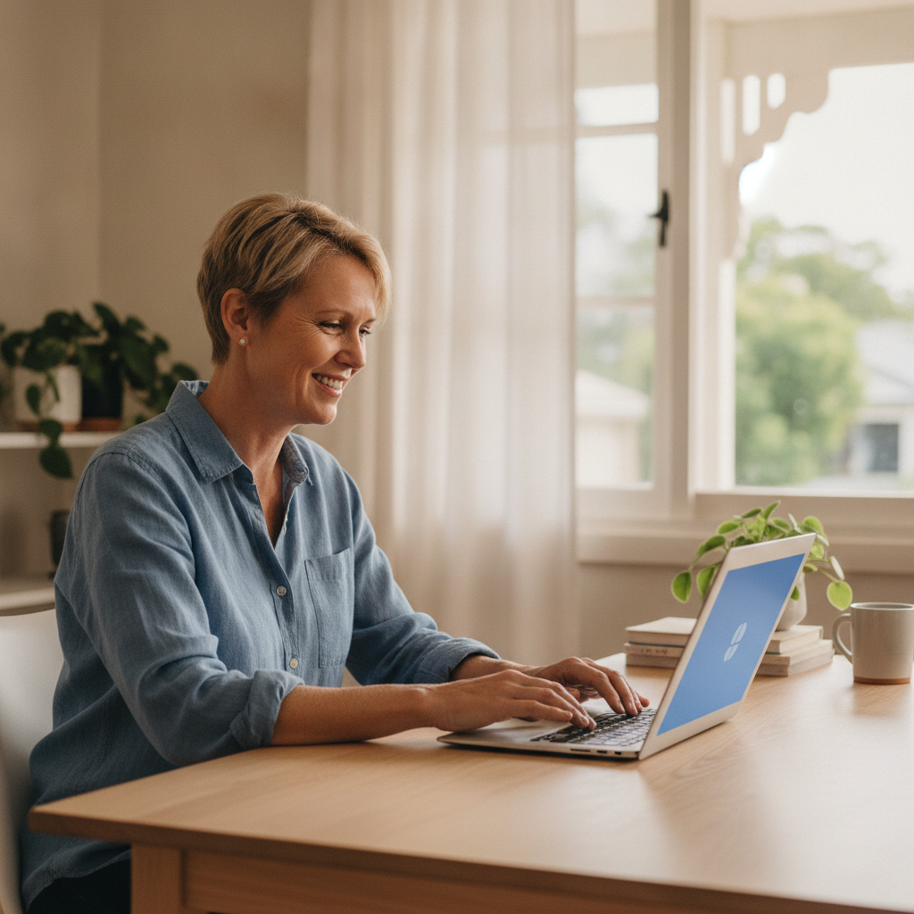 Professional computer clean-out in Wavell Heights (4012) — a happy Queensland resident at home with a spotless, fast, quiet machine