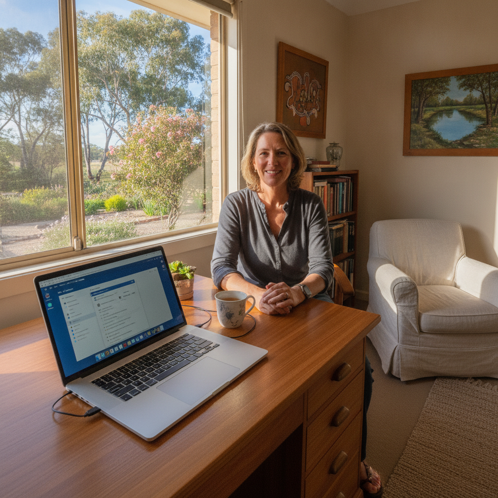Professional computer clean-out in Wayo (2580) — a happy New South Wales resident at home with a spotless, fast, quiet machine