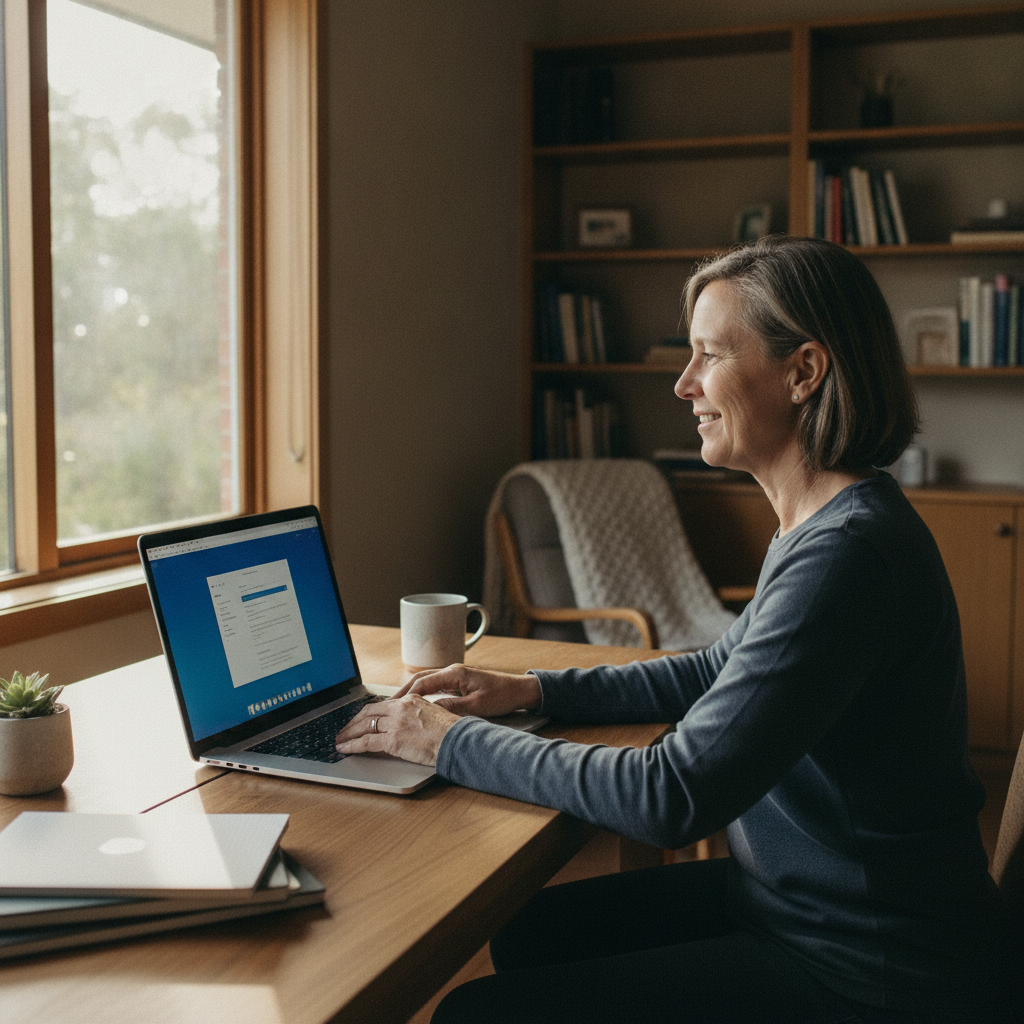 Professional computer clean-out in Werrikimbe (2446) — a happy New South Wales resident at home with a spotless, fast, quiet machine