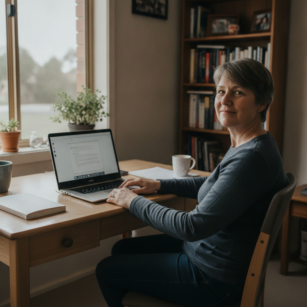 Professional computer clean-out in Werrington County (2747) — a happy New South Wales resident at home with a spotless, fast, quiet machine